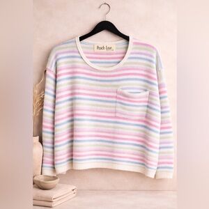 Peach Love California Pastel Striped Sweater
